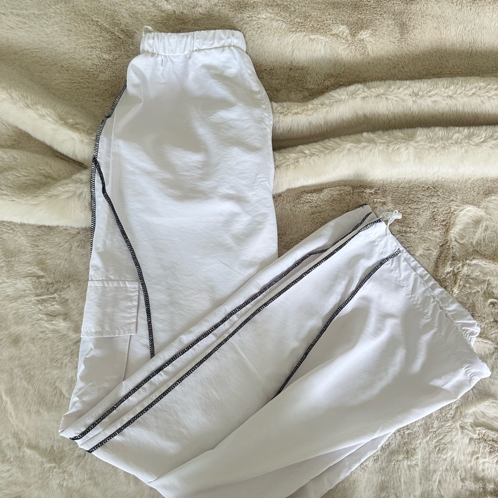 White Track Pants with Black Trim